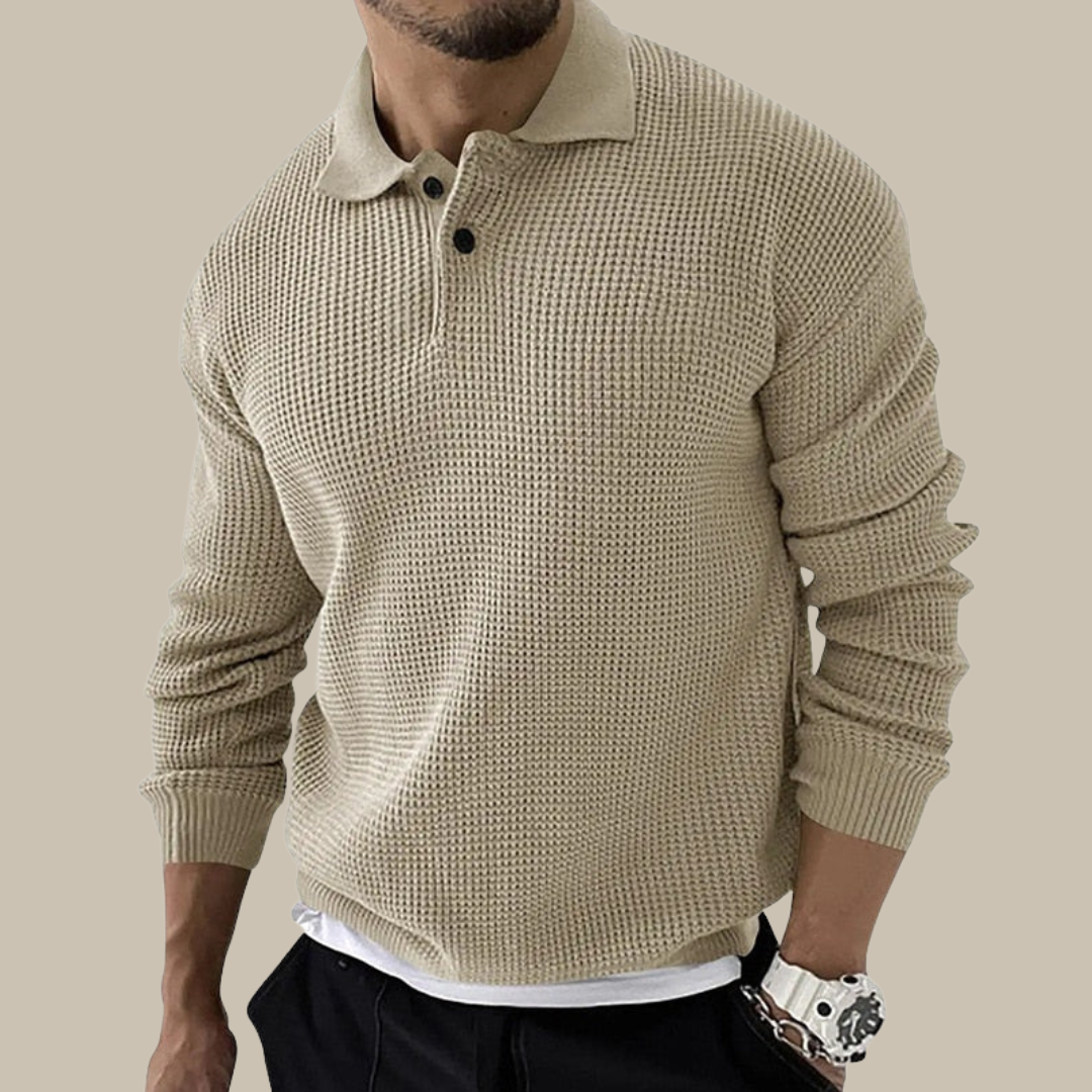 Marco - Polo elegante da uomo in maglia con maniche lunghe