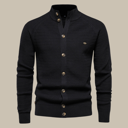 Marco - Cardigan classico da uomo con colletto e chiusura a bottoni