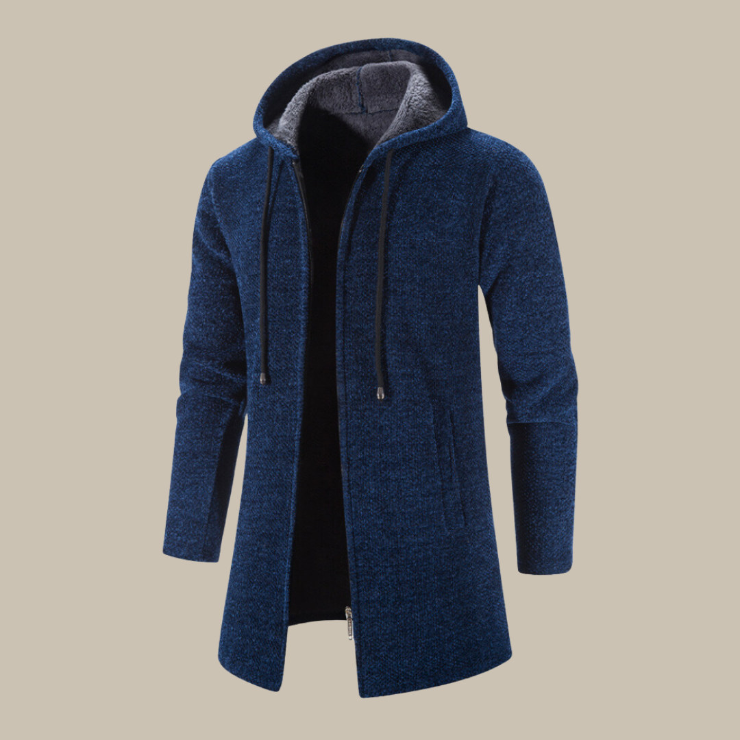 Zeno - Elegante gilet lungo da uomo con cappuccio per un inverno di classe