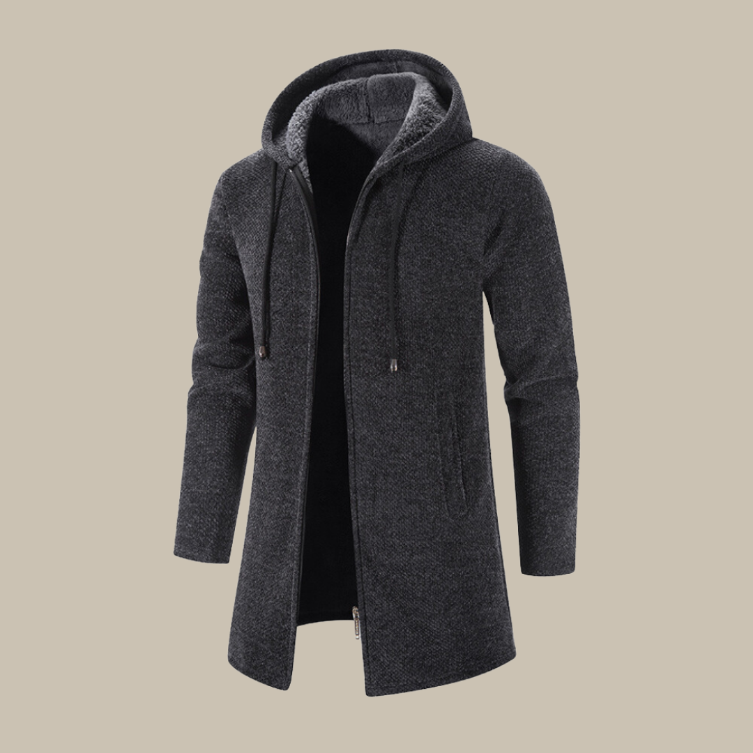 Zeno - Elegante gilet lungo da uomo con cappuccio per un inverno di classe