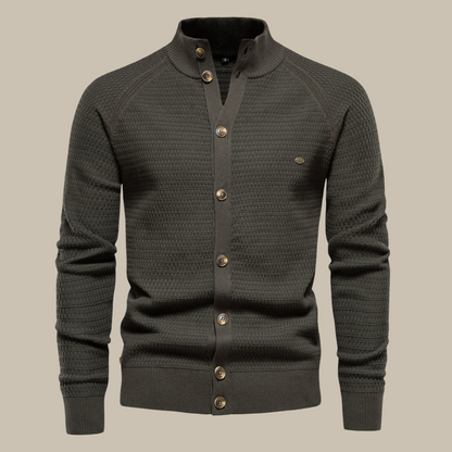 Marco - Cardigan classico da uomo con colletto e chiusura a bottoni