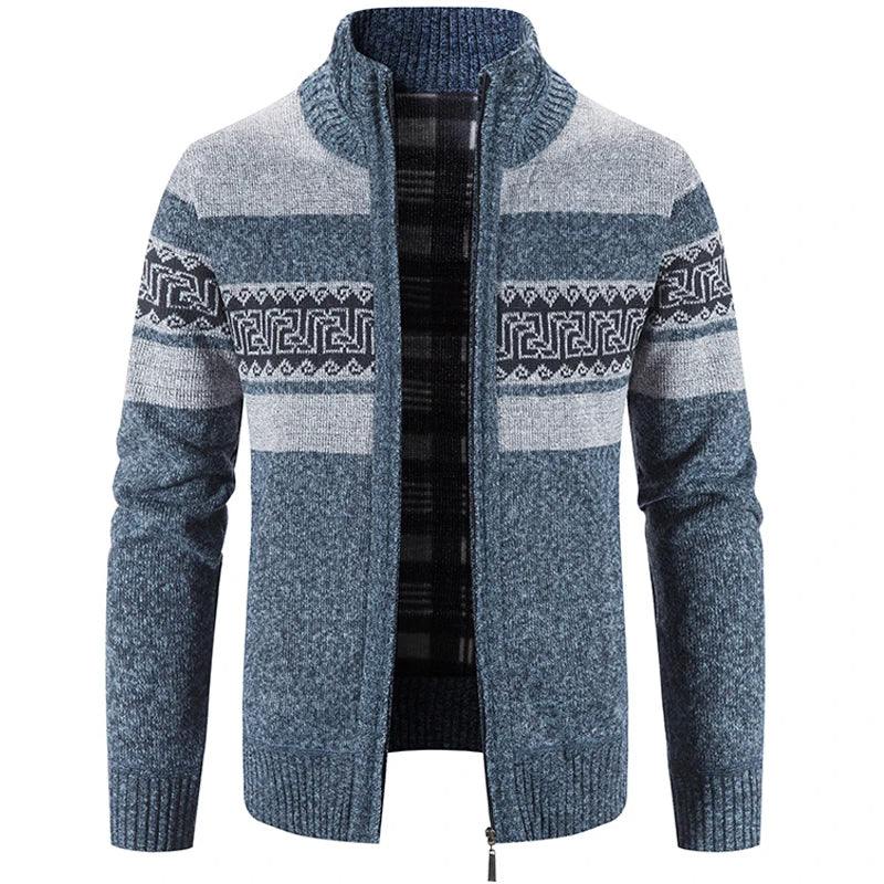 Lucien - Cardigan a Collo Alto in Maglia con Zip per l'Autunno per Uomo