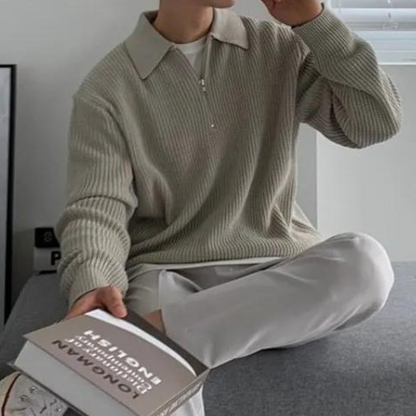 Stile Italiano - Maglione in Cashmere e Lana con Zip da Uomo