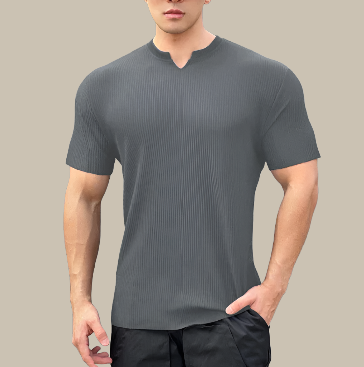 Samuele - Camicia muscle-fit premium con scollo a V per uomo