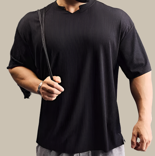 Samuele - Camicia muscle-fit premium con scollo a V per uomo