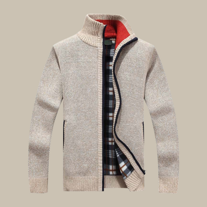 Giorgio - Cardigan classico con colletto alto e zip per un look sofisticato