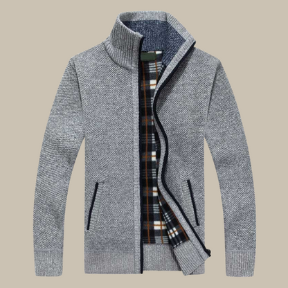 Giorgio - Cardigan classico con colletto alto e zip per un look sofisticato