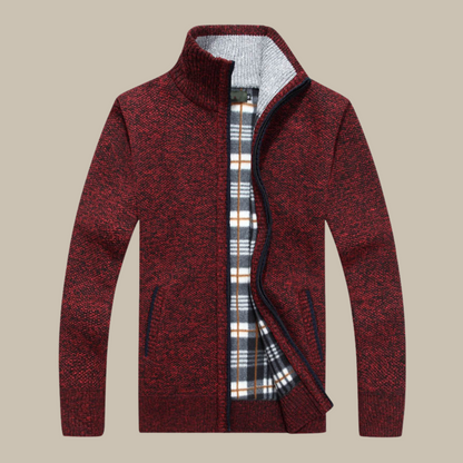 Giorgio - Cardigan classico con colletto alto e zip per un look sofisticato