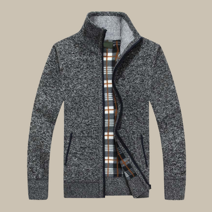 Giorgio - Cardigan classico con colletto alto e zip per un look sofisticato