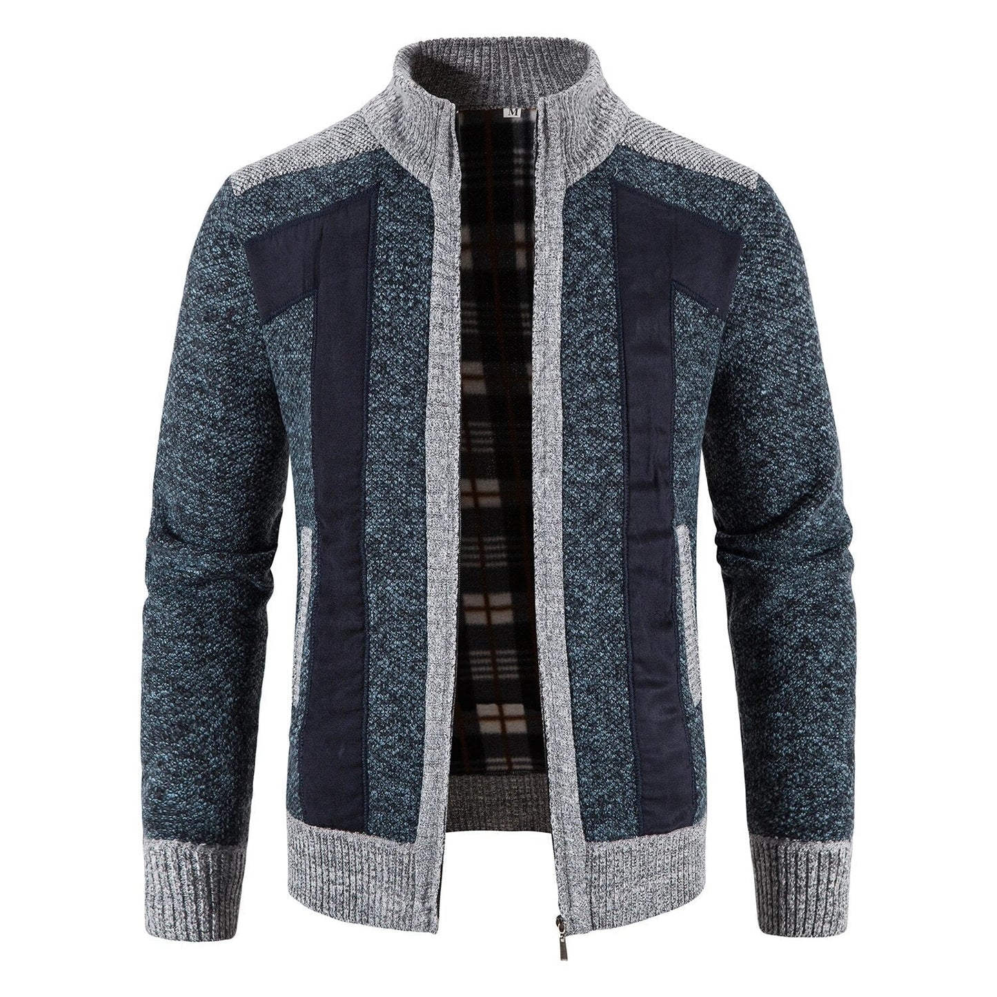 Travis - Cardigan a Collo Alto in Maglia con Zip per Uomo