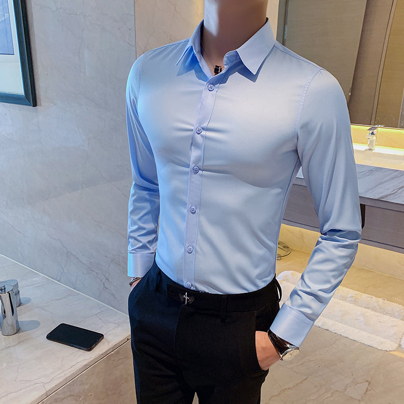 Valerio - Camicia elegante da uomo con tessuto elasticizzato e anti-sudore