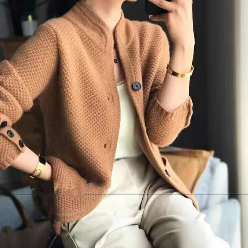 Amelise - Cardigan a Collo Alto Caldo e Stile Donna