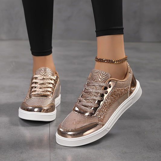 Fenna - Sneakers glitter eleganti con lacci e suola confortevole