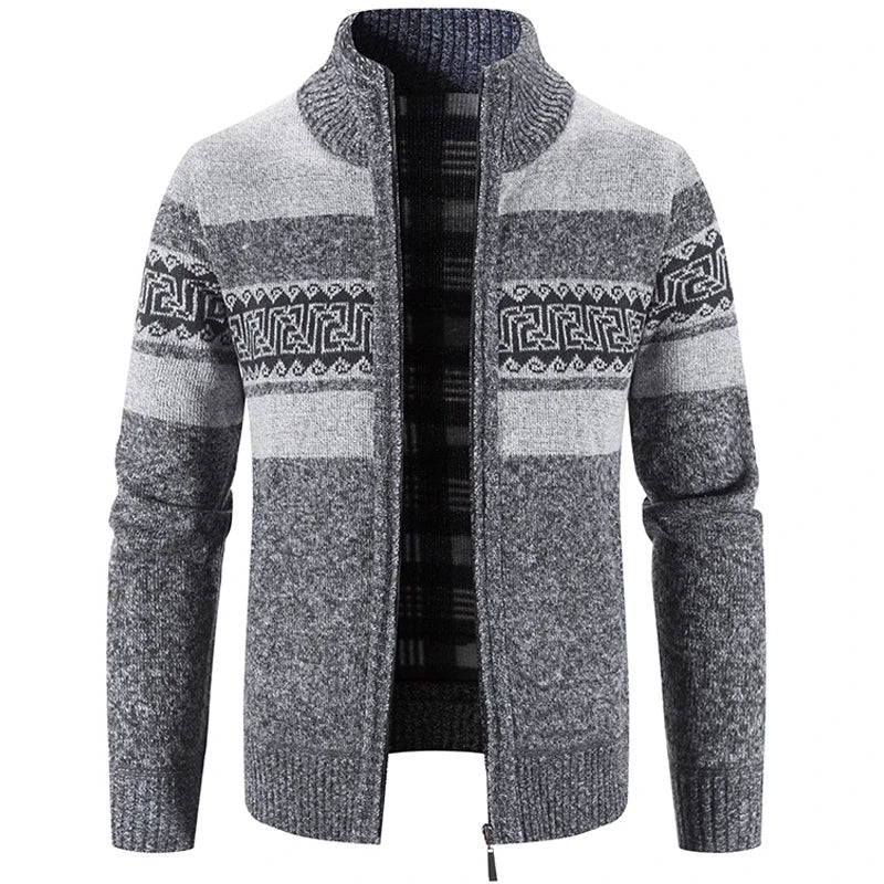 Lucien - Cardigan a Collo Alto in Maglia con Zip per l'Autunno per Uomo