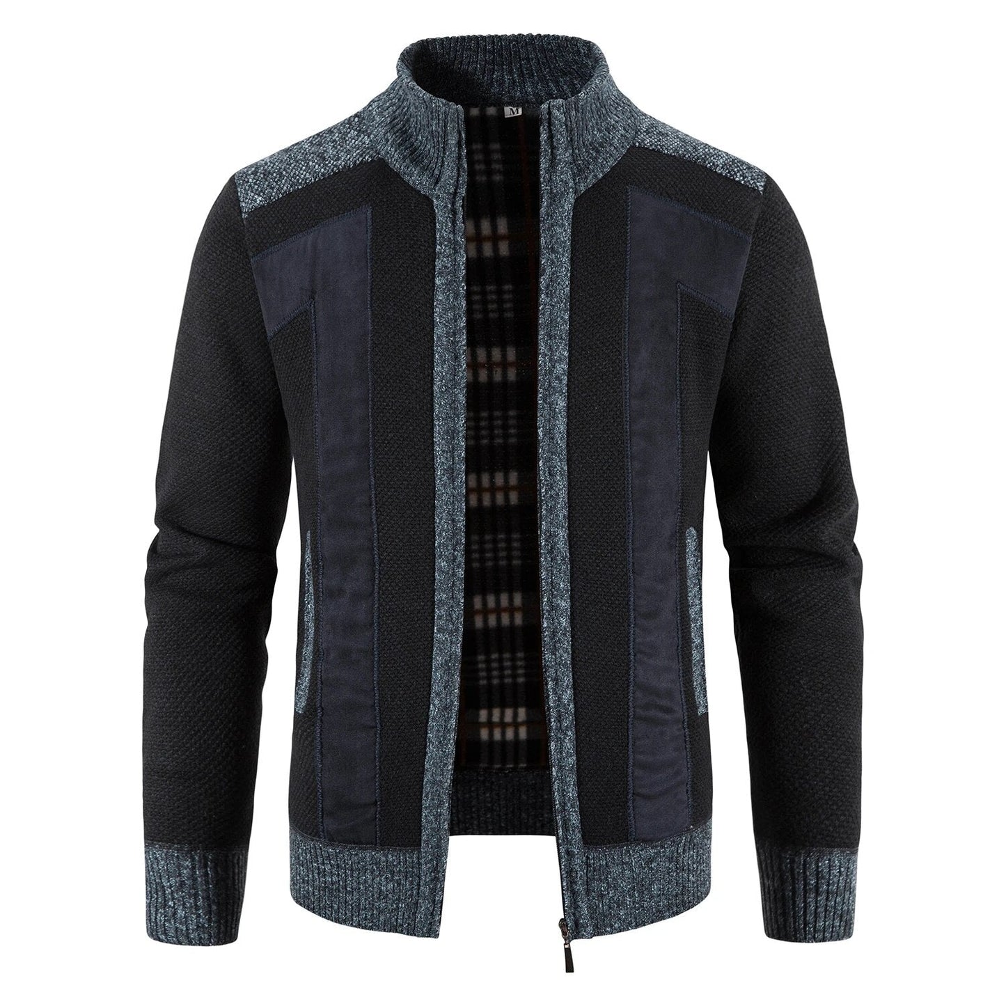 Travis - Cardigan a Collo Alto in Maglia con Zip per Uomo