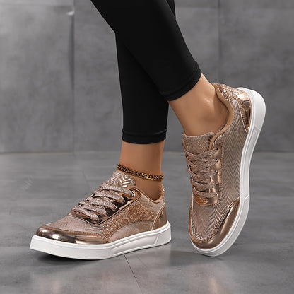 Fenna - Sneakers glitter eleganti con lacci e suola confortevole