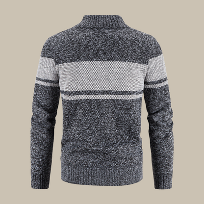 Marco - Cardigan classico a righe con colletto bomber per uomini