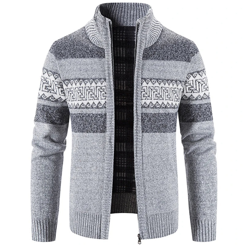 Lucien - Cardigan a Collo Alto in Maglia con Zip per l'Autunno per Uomo