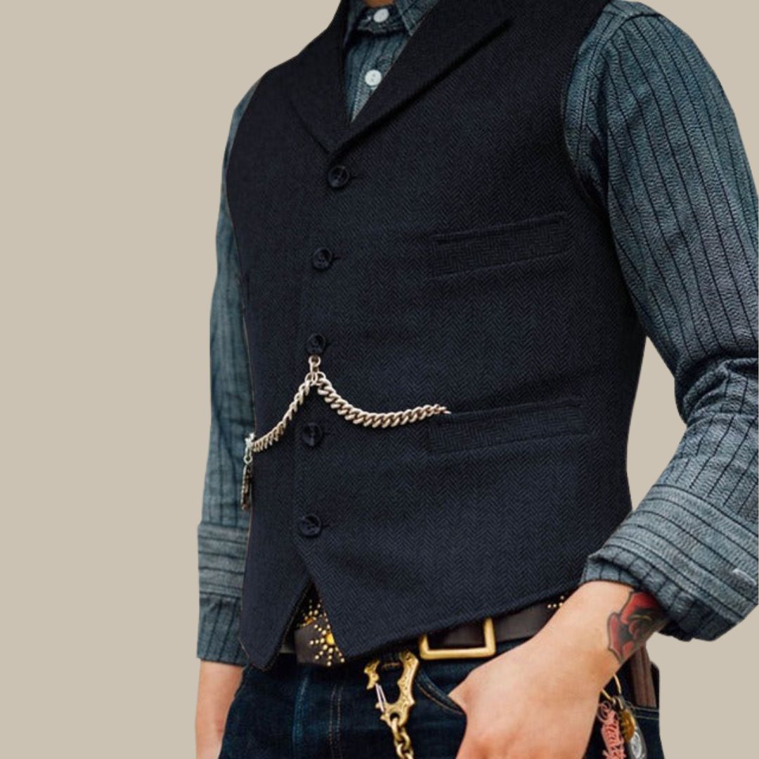 Marco - Gilet vintage elegante per uomo, senza maniche e con bottoni