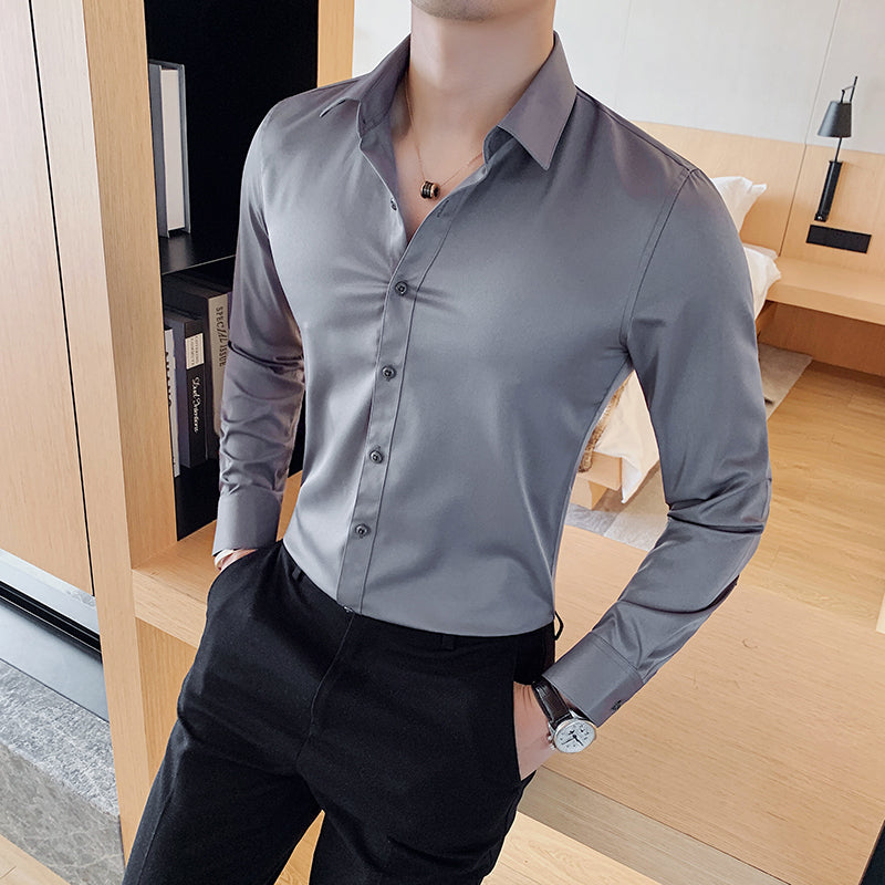 Valerio - Camicia elegante da uomo con tessuto elasticizzato e anti-sudore