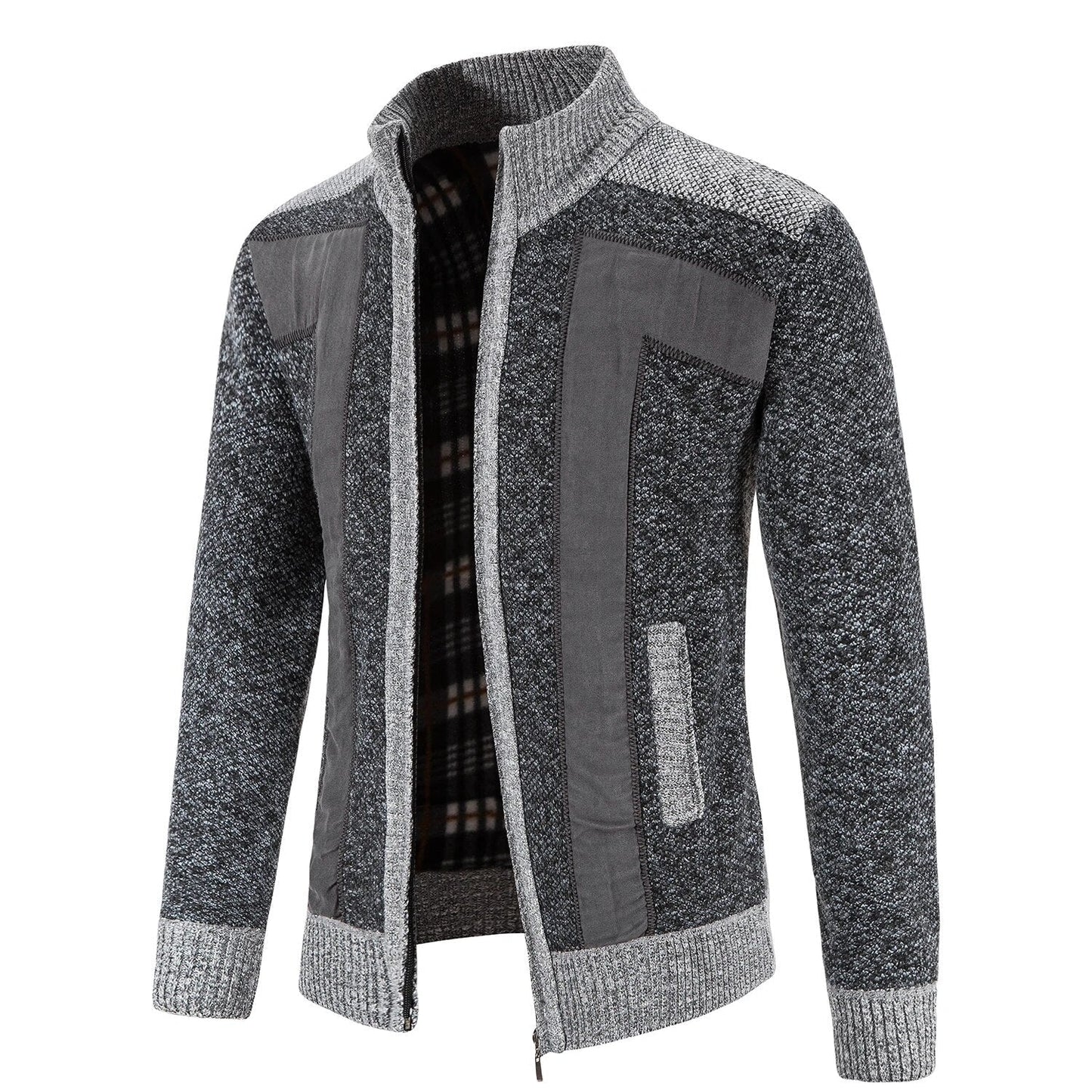 Travis - Cardigan a Collo Alto in Maglia con Zip per Uomo