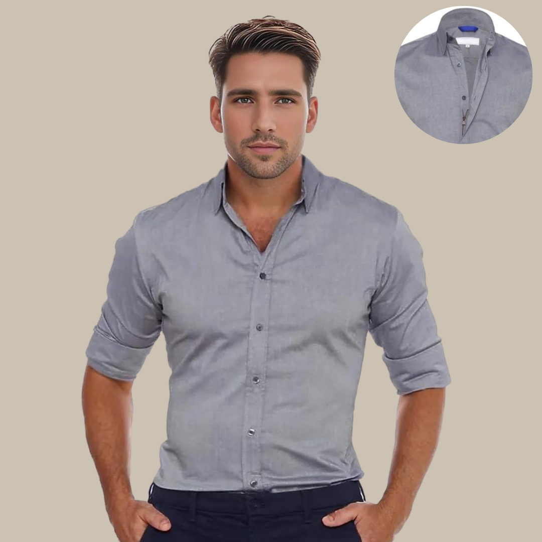 Marco - Blusa innovativa senza pieghe con zip nascosta