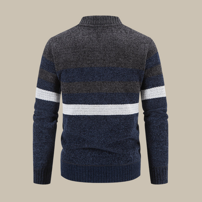 Marco - Cardigan classico a righe con colletto bomber per uomini