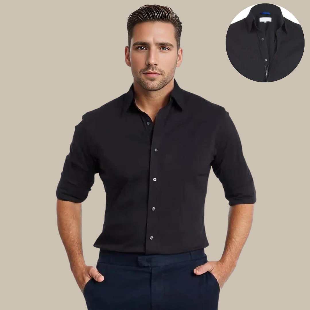 Marco - Blusa innovativa senza pieghe con zip nascosta