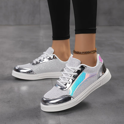 Fenna - Sneakers glitter eleganti con lacci e suola confortevole