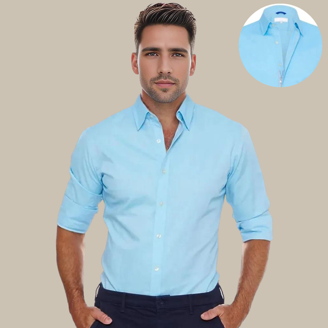 Marco - Blusa innovativa senza pieghe con zip nascosta