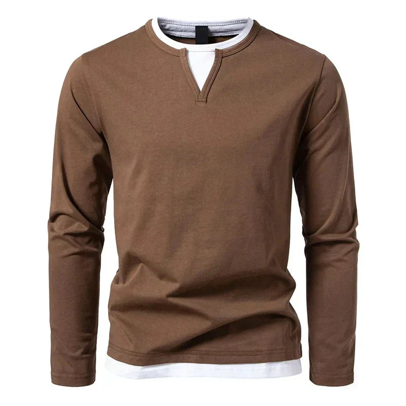 Luciano - Maglia Henley Stratificata Autunnale per Uomo