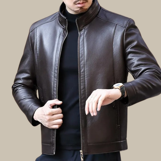 Luciano Leather Jacket | Elegante giacca in pelle italiana con zip per uomo