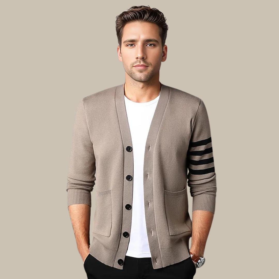 Luca - Cardigan elegante da uomo con scollo a V e chiusura a bottoni