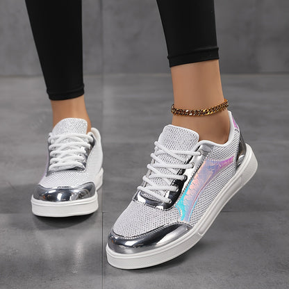 Fenna - Sneakers glitter eleganti con lacci e suola confortevole