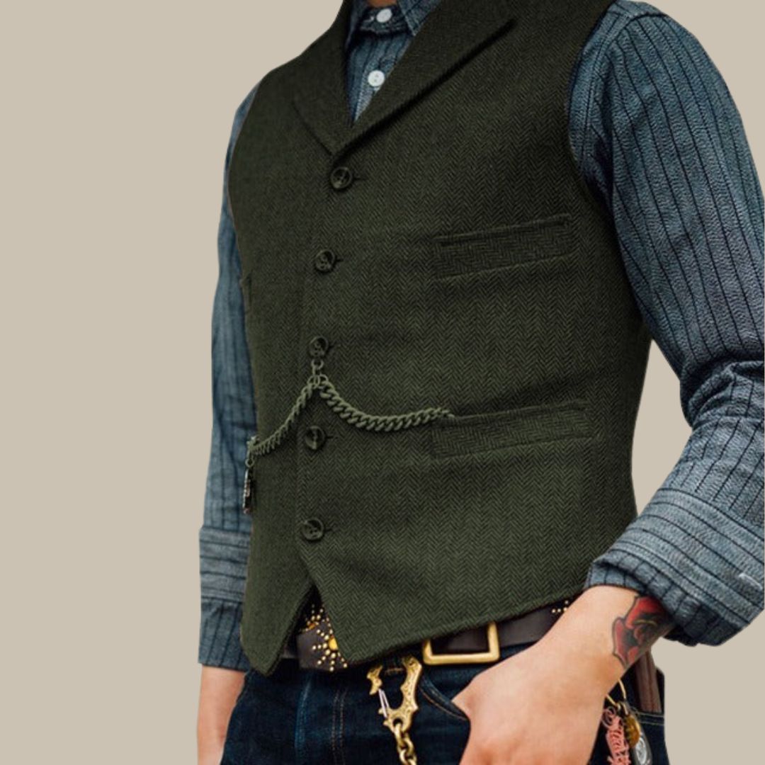 Marco - Gilet vintage elegante per uomo, senza maniche e con bottoni