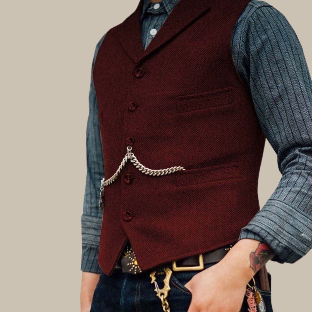 Marco - Gilet vintage elegante per uomo, senza maniche e con bottoni