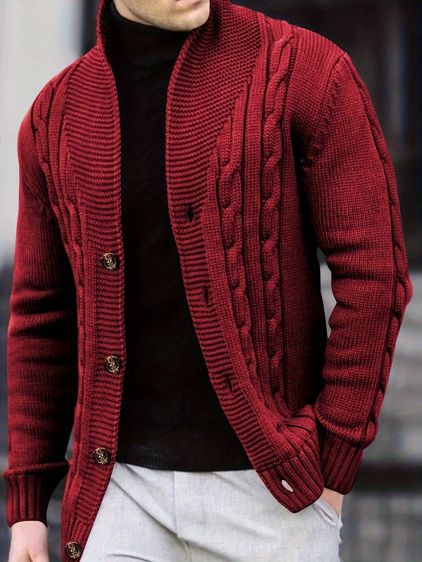 Bennette - Maglione da uomo lavorato a maglia con maniche lunghe e chiusura a bottoni