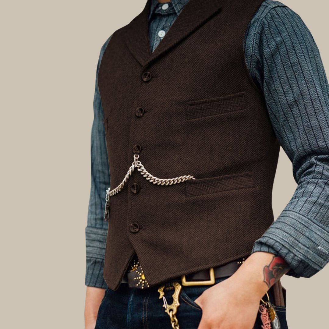 Marco - Gilet vintage elegante per uomo, senza maniche e con bottoni