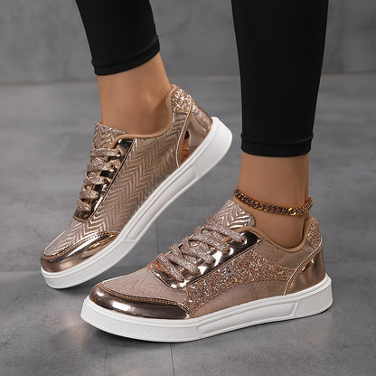 Fenna - Sneakers glitter eleganti con lacci e suola confortevole