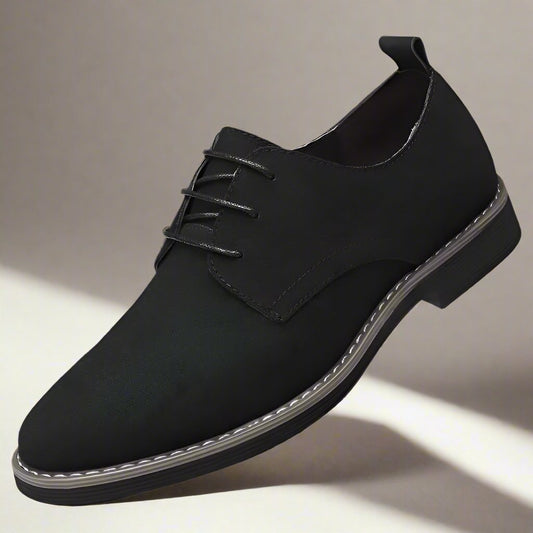 Scarpe eleganti da uomo Capri in suede nero con lacci