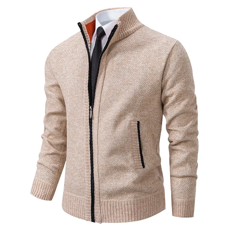 Jared - Cardigan a Collo Alto con Zip in Pile per Uomo