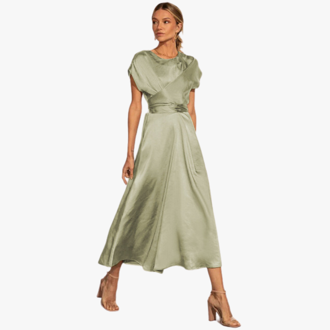 Abito Elegante in Satin con Incrocio per Occasioni Speciali Stile Italiano