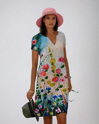 Abito Estivo Elegante con Scollatura a V per uno Stile Senza Sforzo Stile Italiano