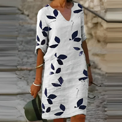 Abito Estivo con Stampa Foglia Vivace per uno Stile Senza Sforzo Stile Italiano