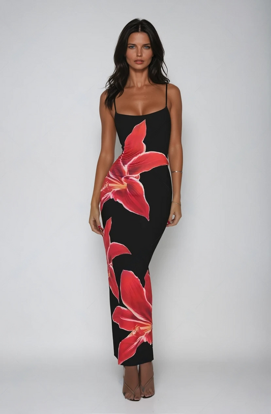 Abito Floreale Elegante per uno Stile Chic Primavera ed Estate Stile Italiano