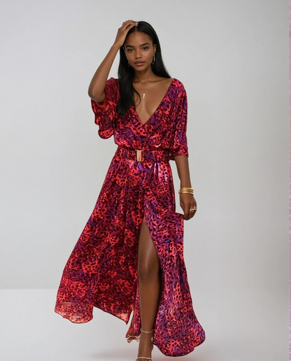 Abito Maxi Avvolgente Elegante per Stile e Comfort Senza Sforzo Stile Italiano