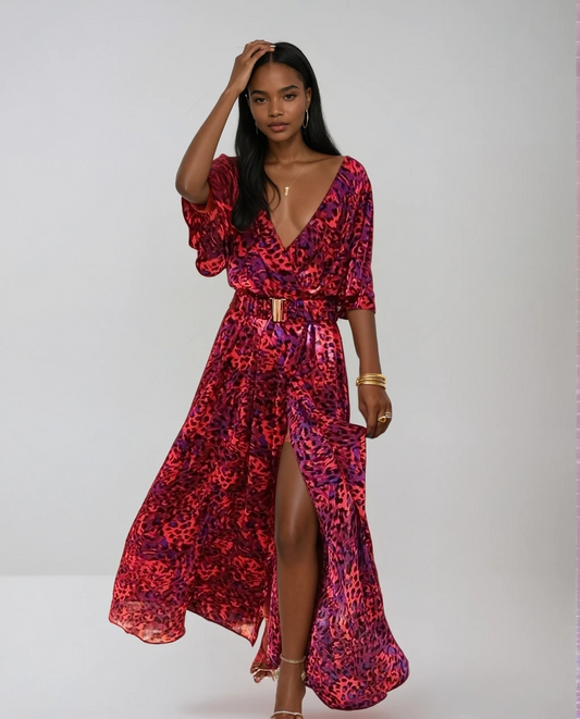 Abito Maxi Avvolgente Elegante per Stile e Comfort Senza Sforzo Stile Italiano