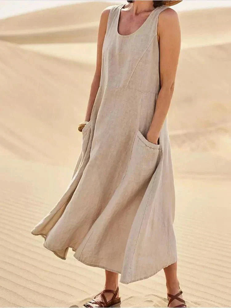 Abito Maxi Casual con Tasche per uno Stile Senza Sforzo Stile Italiano