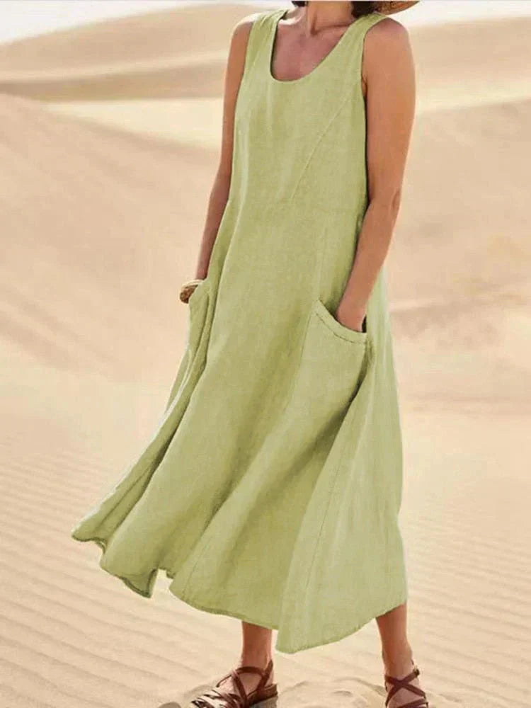 Abito Maxi Casual con Tasche per uno Stile Senza Sforzo Stile Italiano