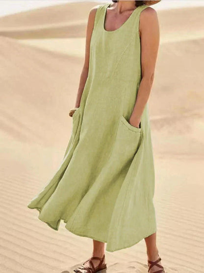 Abito Maxi Casual con Tasche per uno Stile Senza Sforzo Stile Italiano